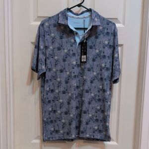 Walter Hagen II Men's Novelty Print Desert Gray Polo Shirt Size Small - New